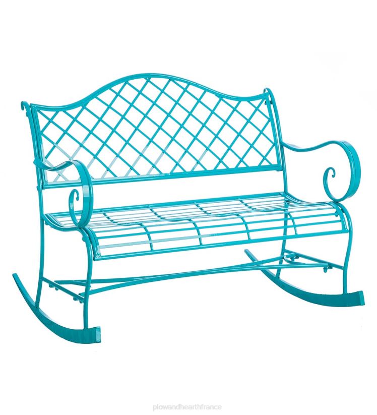 Plow & Hearth cour et jardin chaise à bascule en métal turquoise intérieur/extérieur enduit de poudre - turquoise 0BNZ685