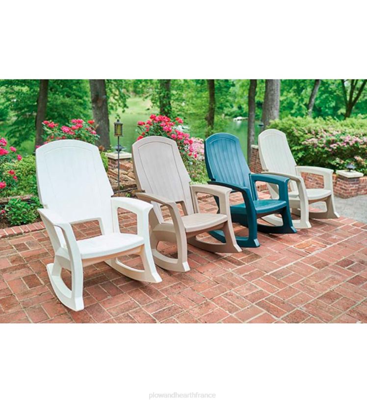 Plow & Hearth cour et jardin chaise berçante rockaway écologique toutes saisons - brun taupe 0BNZ678