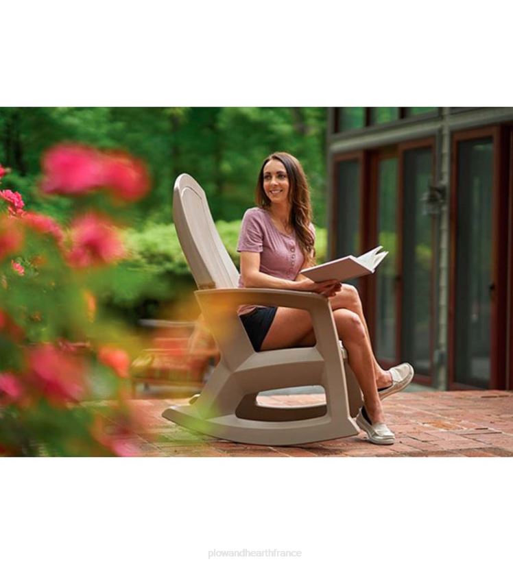 Plow & Hearth cour et jardin chaise berçante rockaway écologique toutes saisons - brun taupe 0BNZ678