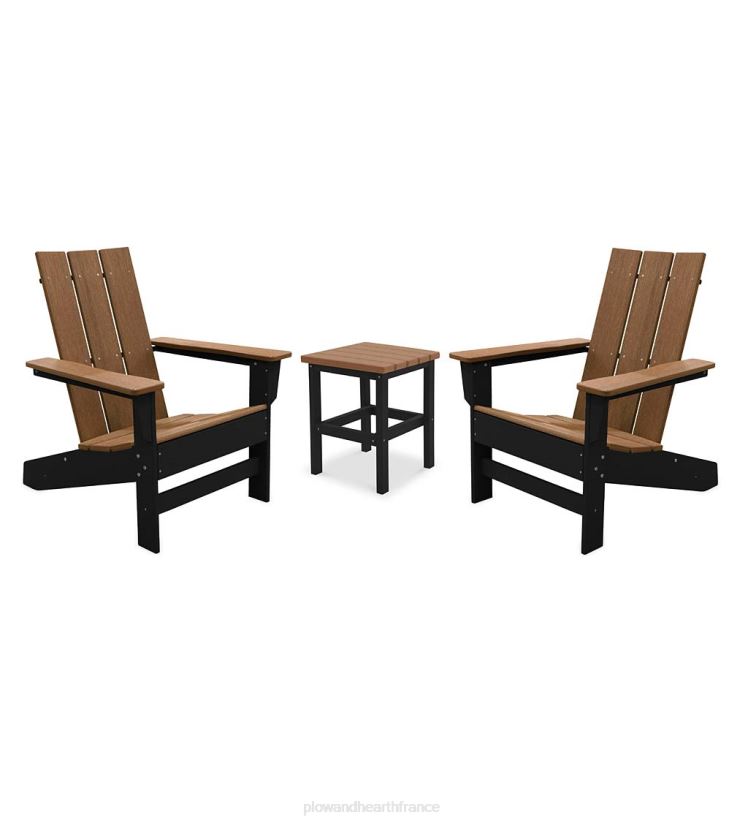 Plow & Hearth cour et jardin ensemble de sièges d'extérieur 3 pièces May River - gris côtier/blanc 0BNZ683