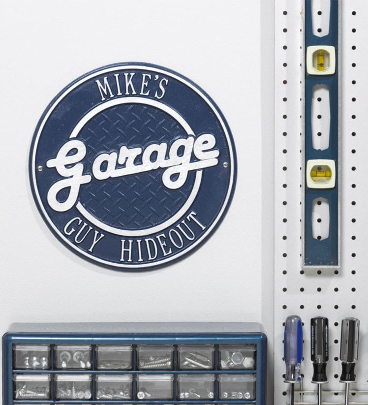 Plow & Hearth cour et jardin enseigne de garage rétro ronde personnalisée en fonte d'aluminium - noire 0BNZ718