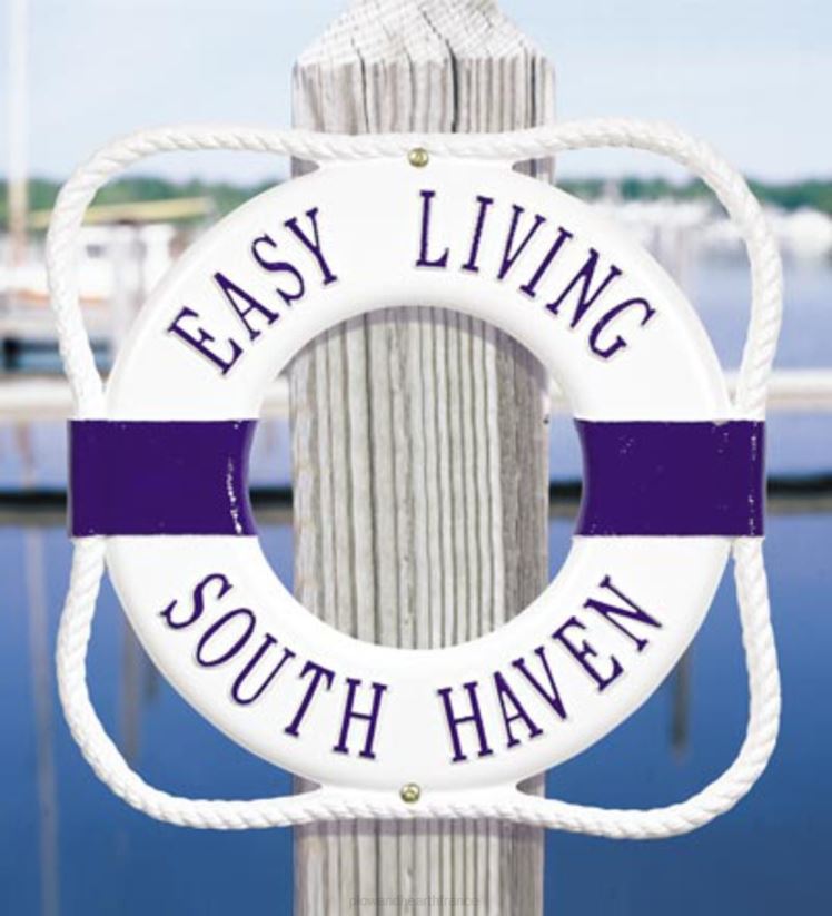 Plow & Hearth cour et jardin plaque bouée de sauvetage personnalisée - blanche 0BNZ723