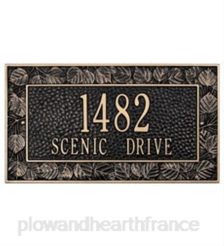 Plow & Hearth cour et jardin plaque d'adresse tremble personnalisée de fabrication américaine en fonte d'aluminium - noire 0BNZ728