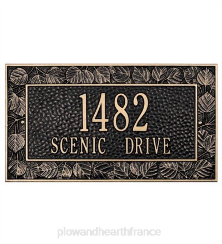 Plow & Hearth cour et jardin plaque d'adresse tremble personnalisée de fabrication américaine en fonte d'aluminium - noire 0BNZ728