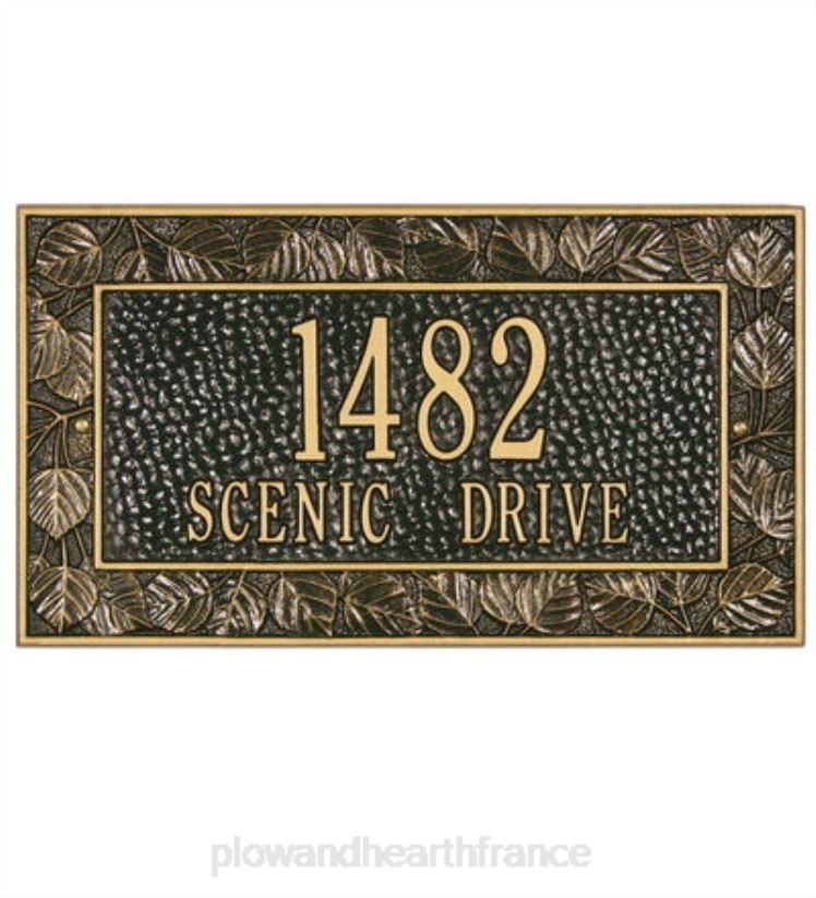 Plow & Hearth cour et jardin plaque d'adresse tremble personnalisée de fabrication américaine en fonte d'aluminium - noire 0BNZ728