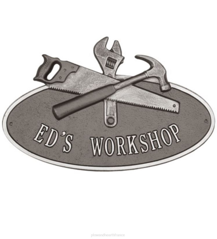 Plow & Hearth cour et jardin plaque personnalisée ovale atelier - noire 0BNZ725