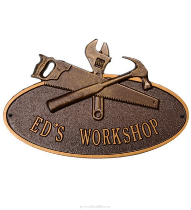 Plow & Hearth cour et jardin plaque personnalisée ovale atelier - noire 0BNZ725