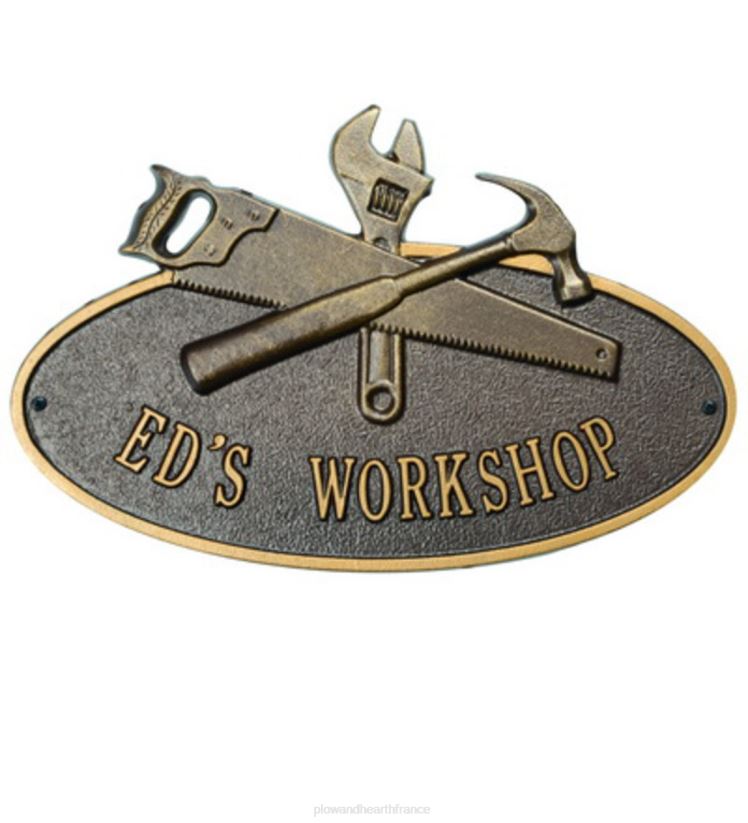 Plow & Hearth cour et jardin plaque personnalisée ovale atelier - noire 0BNZ725