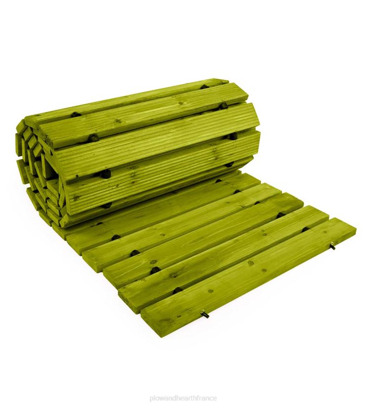 Plow & Hearth cour et jardin Allée portative en bois dur droit déployable vert mousse de 6 pi 0BNZ689
