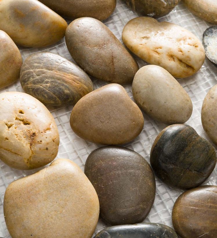 Plow & Hearth cour et jardin Tremplins en roche de rivière naturelle avec support en PVC flexible, ensemble de 3 0BNZ688