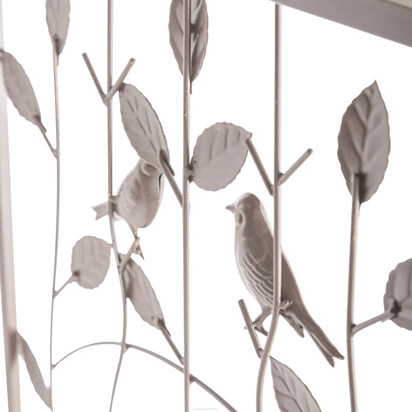 Plow & Hearth cour et jardin Tonnelle de jardin en métal avec oiseaux et feuilles avec portail 0BNZ653