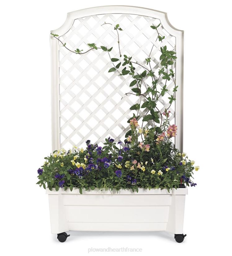 Plow & Hearth cour et jardin jardinière avec treillis et réservoir auto-arrosant - blanc 0BNZ657