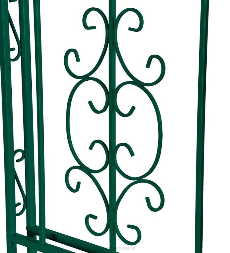 Plow & Hearth cour et jardin tonnelle de jardin en métal à volutes montebello colorées avec portail - vert 0BNZ663