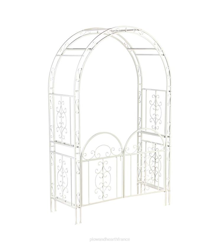 Plow & Hearth cour et jardin tonnelle de jardin en métal à volutes montebello colorées avec portail - vert 0BNZ663