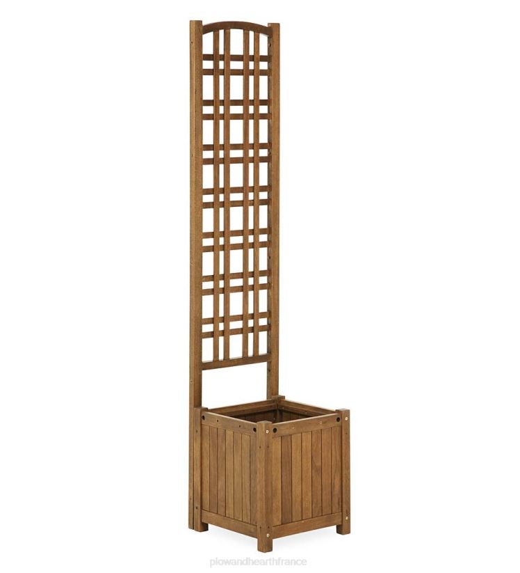 Plow & Hearth cour et jardin treillis d'écran d'intimité configurables en eucalyptus extérieur, jardinière/siège et banc 0BNZ655