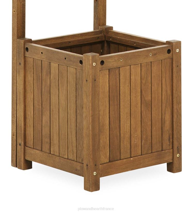 Plow & Hearth cour et jardin treillis d'écran d'intimité configurables en eucalyptus extérieur, jardinière/siège et banc 0BNZ655