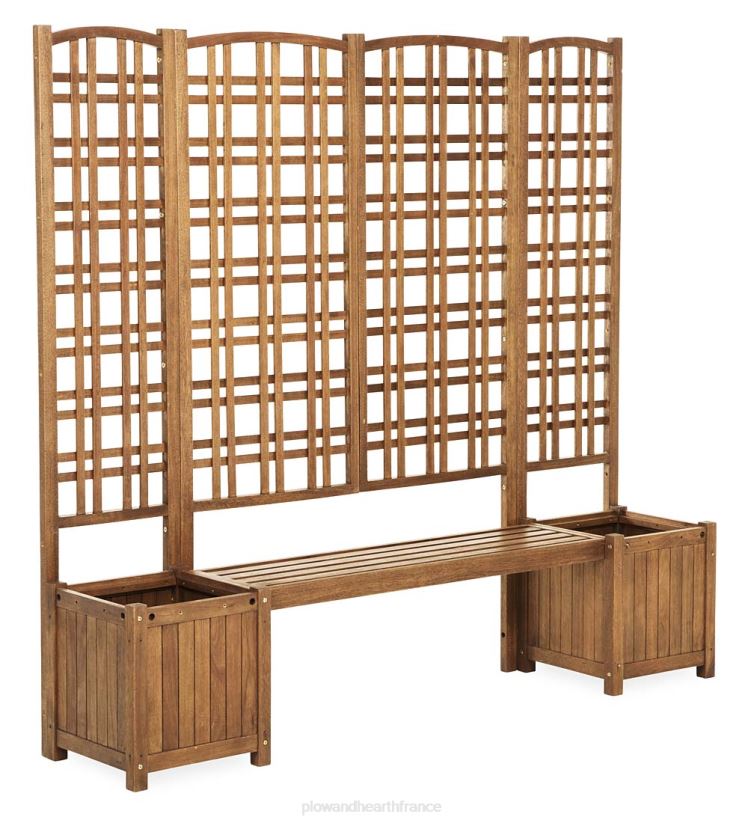Plow & Hearth cour et jardin treillis d'écran d'intimité configurables en eucalyptus extérieur, jardinière/siège et banc 0BNZ655