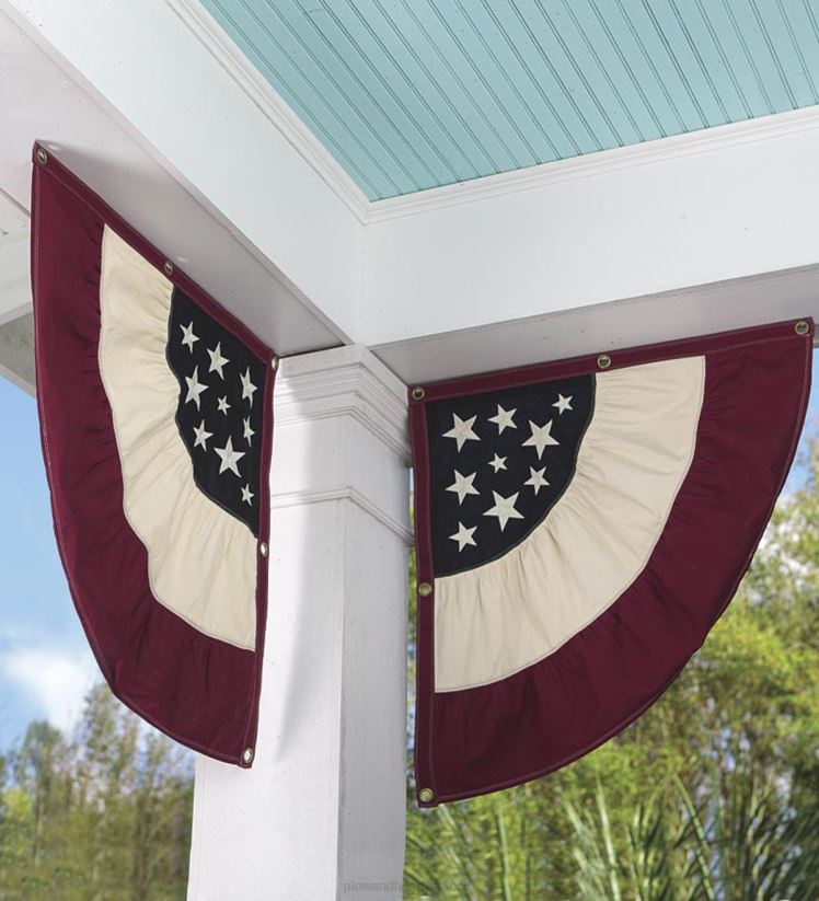 Plow & Hearth cour et jardin demi-bruants en coton brodé americana vintage, ensemble de 2 0BNZ538