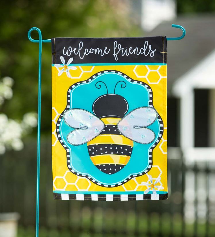 Plow & Hearth cour et jardin Drapeau de jardin en applique abeille bourdonnante 0BNZ598