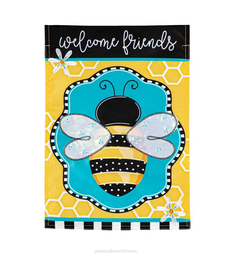 Plow & Hearth cour et jardin Drapeau de jardin en applique abeille bourdonnante 0BNZ598