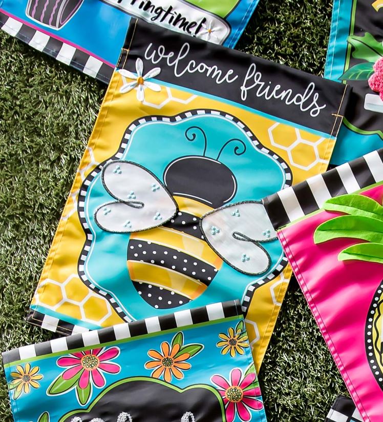 Plow & Hearth cour et jardin Drapeau de jardin en applique abeille bourdonnante 0BNZ598