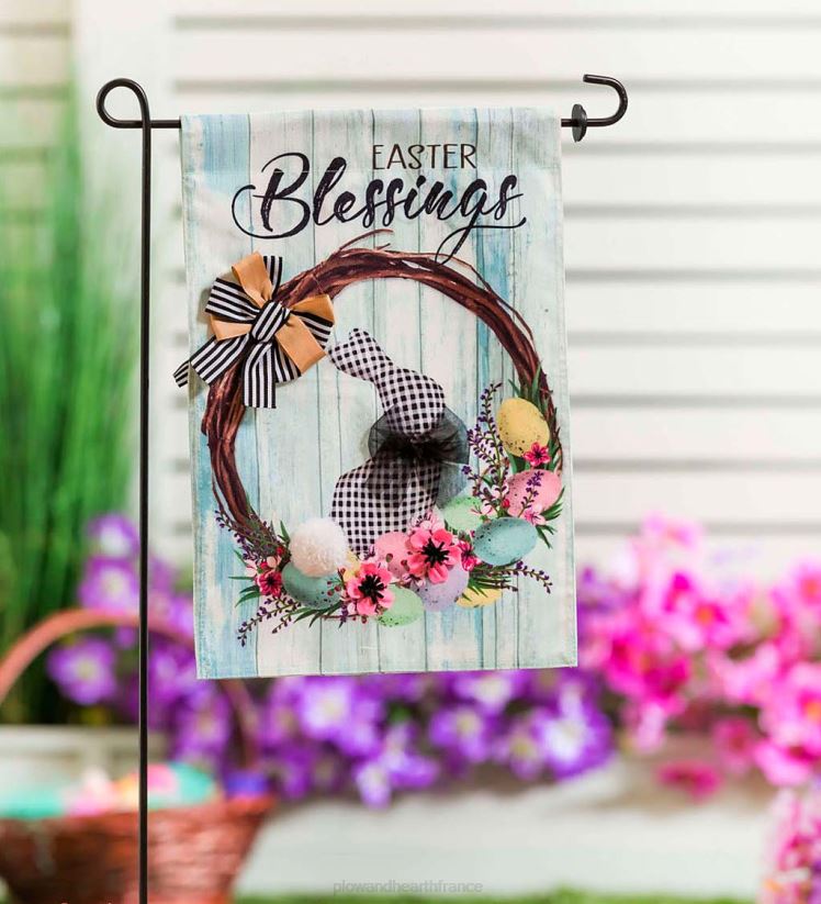 Plow & Hearth cour et jardin Drapeau de jardin en toile de jute « bénédictions de Pâques » 0BNZ581