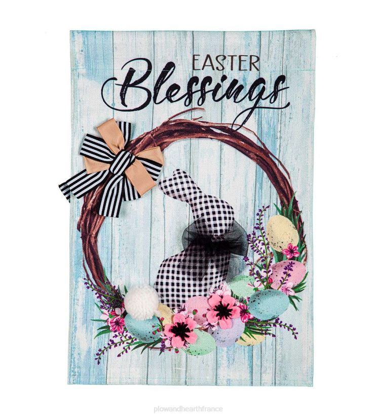 Plow & Hearth cour et jardin Drapeau de jardin en toile de jute « bénédictions de Pâques » 0BNZ581