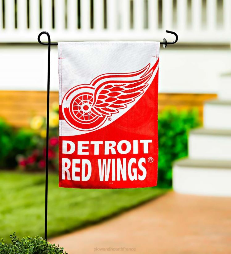 Plow & Hearth cour et jardin Drapeau de jardin en toile de jute de hockey de la LNH - Red Wings de Détroit 0BNZ613
