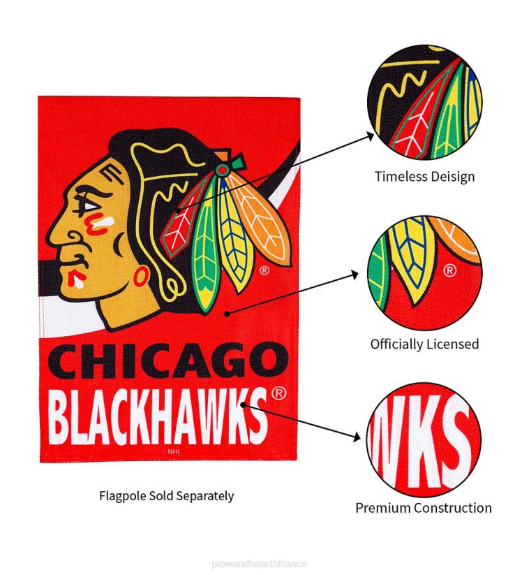 Plow & Hearth cour et jardin Drapeau de jardin en toile de jute de hockey de la LNH - Red Wings de Détroit 0BNZ613