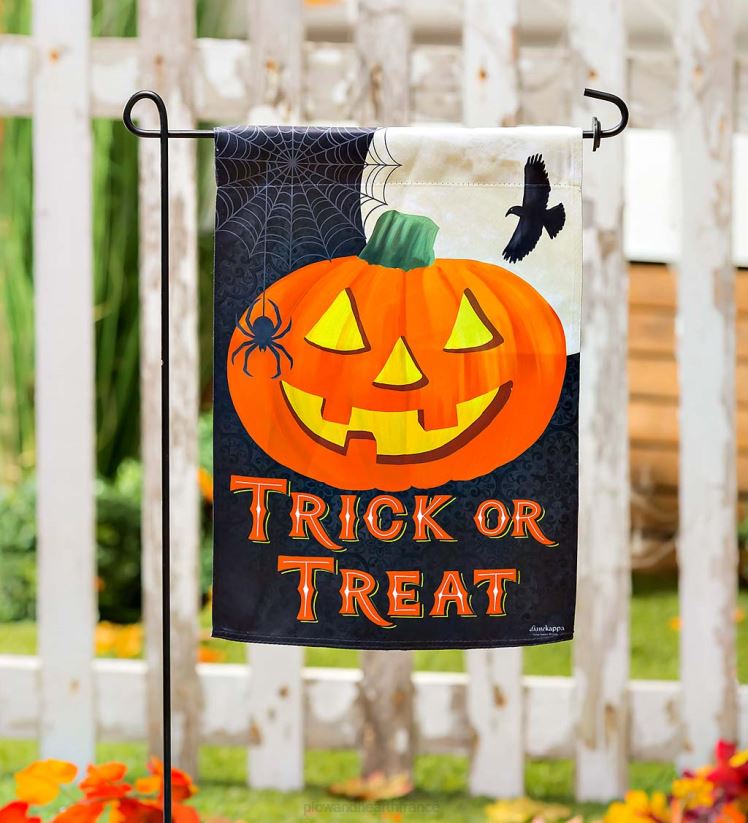 Plow & Hearth cour et jardin Trick or Treat drapeau de jardin en daim jack-o-lanterne 0BNZ615