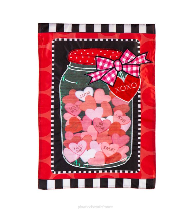 Plow & Hearth cour et jardin coeurs dans un pot drapeau de jardin en applique 0BNZ601