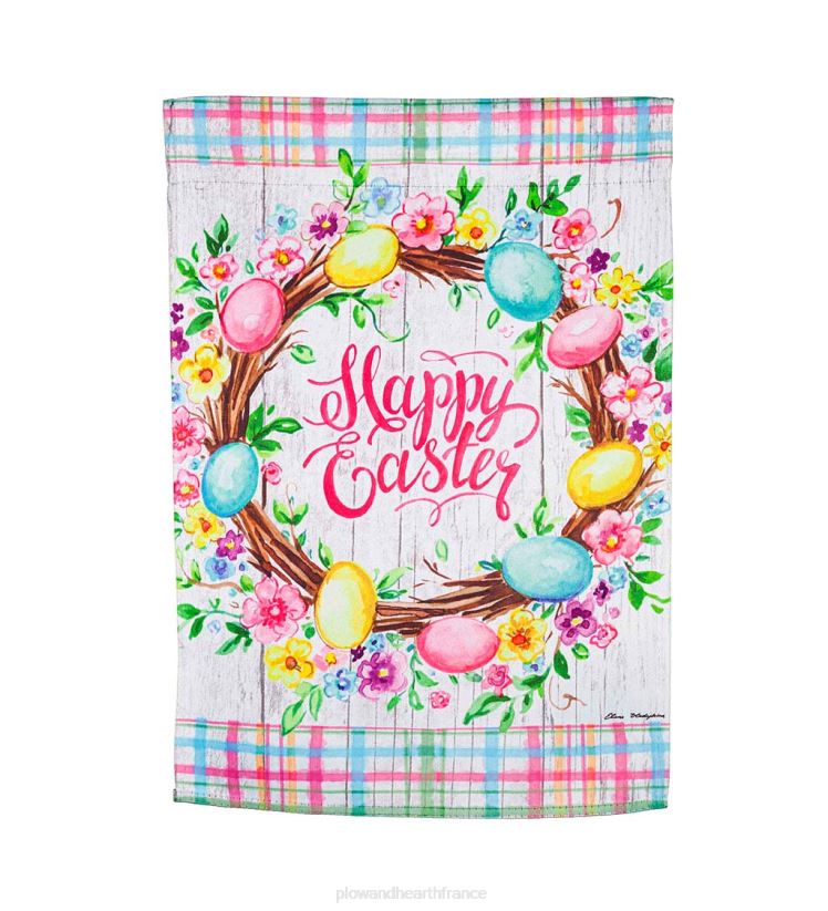 Plow & Hearth cour et jardin couronne de Pâques florale drapeau de jardin en daim 0BNZ610