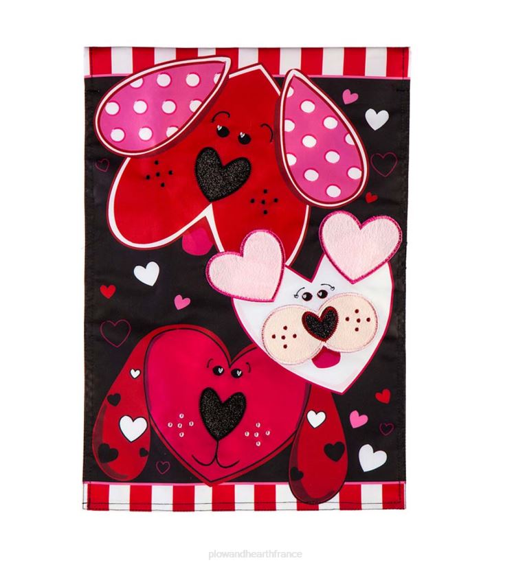 Plow & Hearth cour et jardin drapeau de jardin appliqué amour chiot 0BNZ573