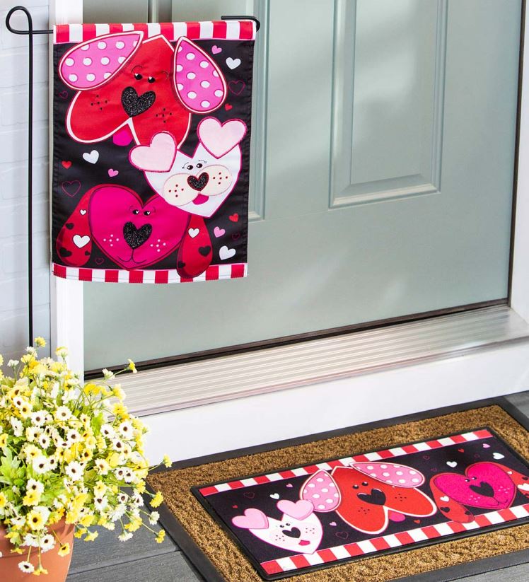 Plow & Hearth cour et jardin drapeau de jardin appliqué amour chiot 0BNZ573