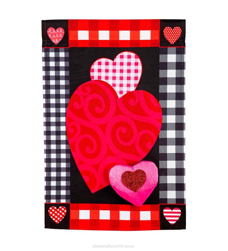 Plow & Hearth cour et jardin drapeau de jardin en applique coeur de la Saint-Valentin 0BNZ563