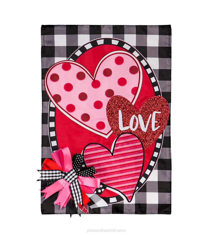 Plow & Hearth cour et jardin drapeau de jardin en applique coeurs et amour 0BNZ566