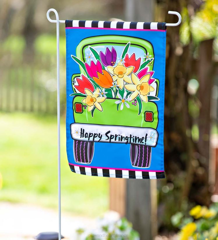 Plow & Hearth cour et jardin drapeau de jardin en applique de camion de printemps 0BNZ592