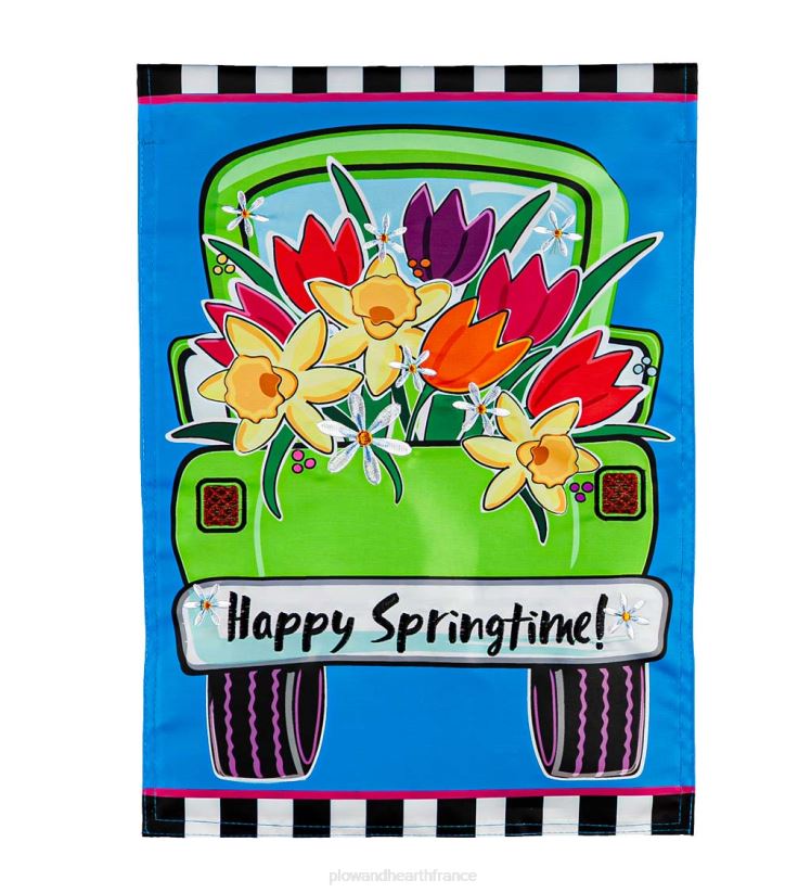 Plow & Hearth cour et jardin drapeau de jardin en applique de camion de printemps 0BNZ592