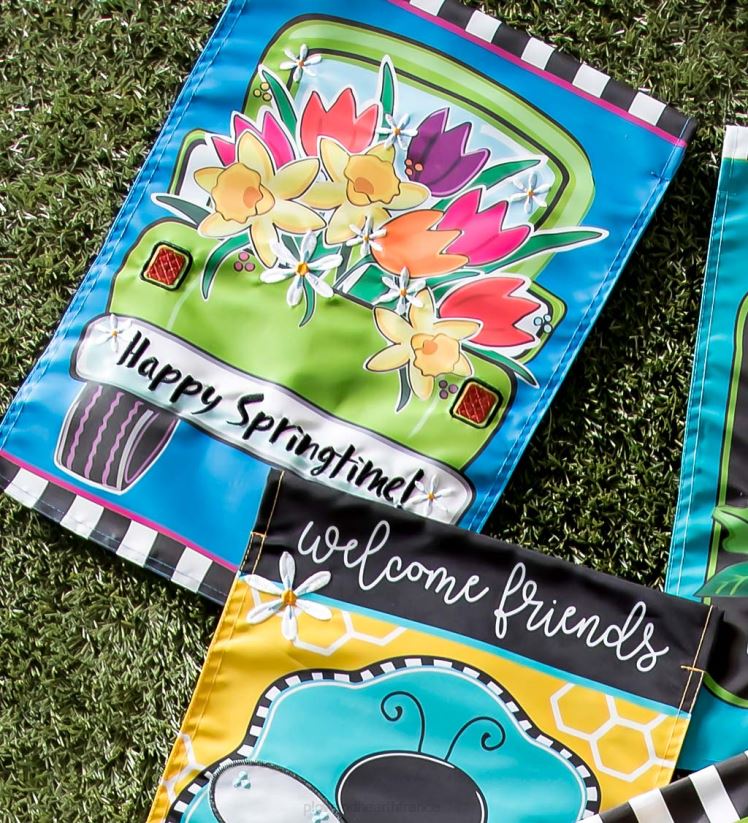 Plow & Hearth cour et jardin drapeau de jardin en applique de camion de printemps 0BNZ592