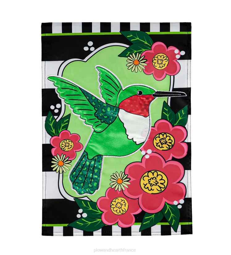 Plow & Hearth cour et jardin drapeau de jardin en applique de colibri de printemps 0BNZ599