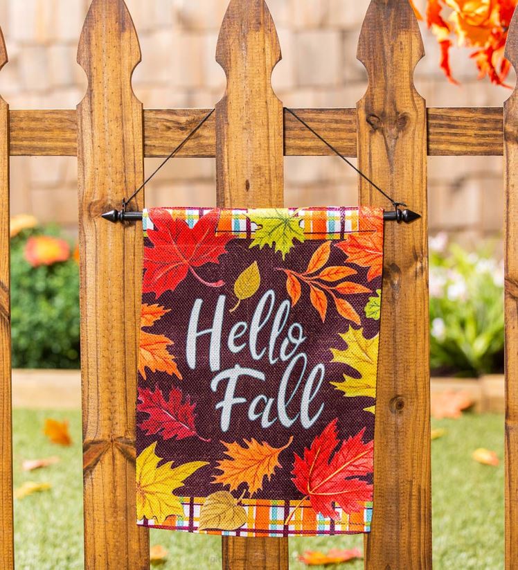 Plow & Hearth cour et jardin drapeau de jardin en daim à carreaux bonjour l'automne 0BNZ609