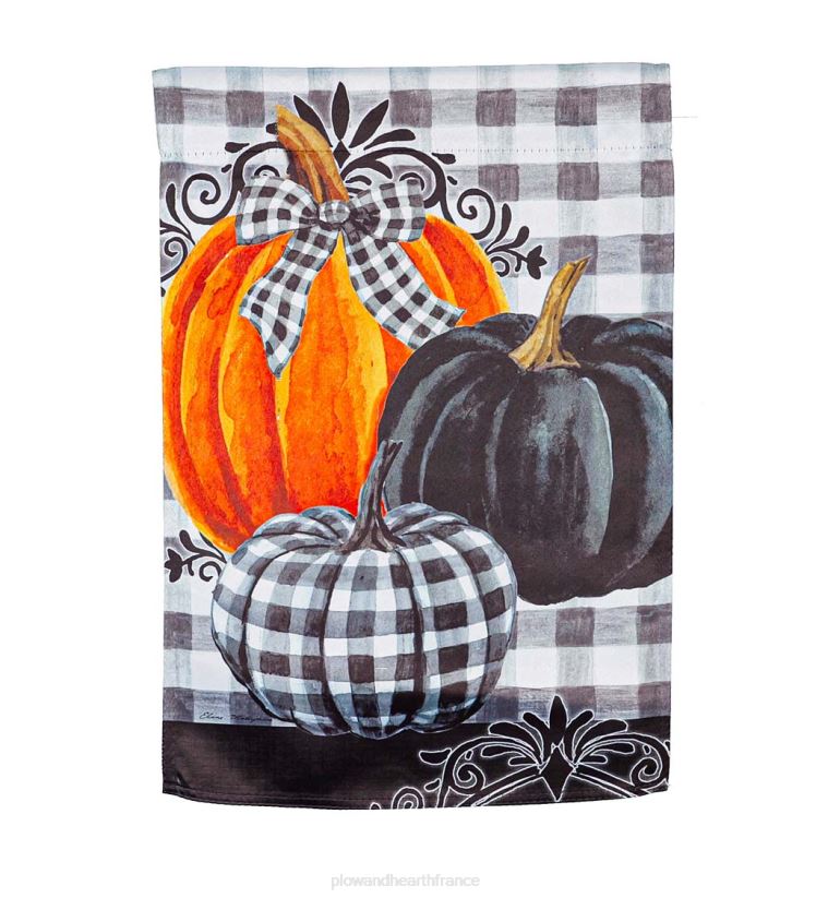 Plow & Hearth cour et jardin drapeau de jardin en daim à carreaux citrouille 0BNZ558
