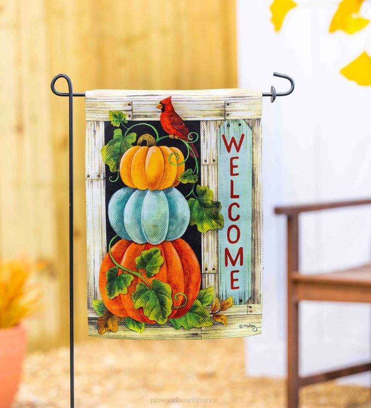 Plow & Hearth cour et jardin drapeau de jardin en daim pile de citrouilles 0BNZ552
