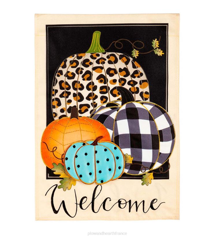 Plow & Hearth cour et jardin drapeau de jardin en lin à imprimé citrouilles mélangées 0BNZ562