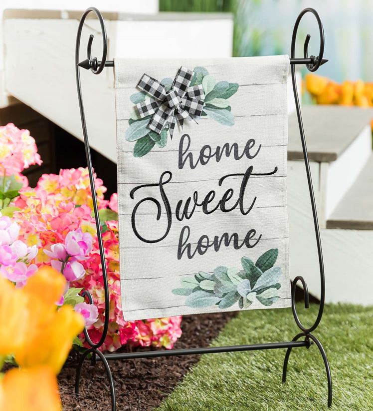 Plow & Hearth cour et jardin drapeau de jardin en toile de jute d'eucalyptus home sweet home 0BNZ553