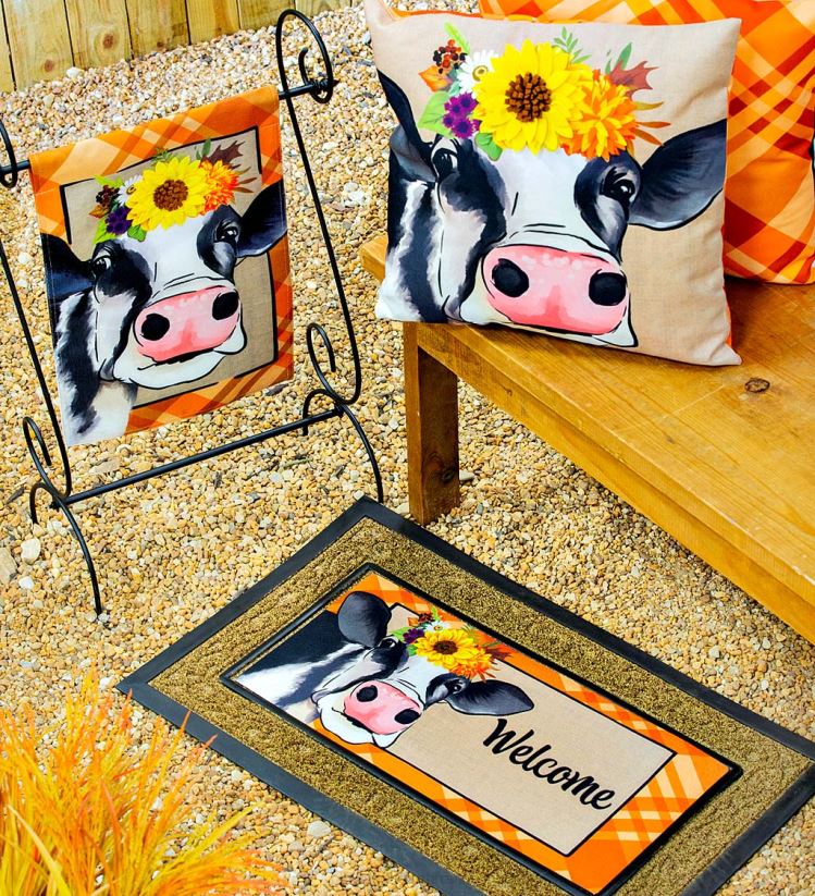 Plow & Hearth cour et jardin drapeau de jardin en toile de jute de vache d'automne 0BNZ588