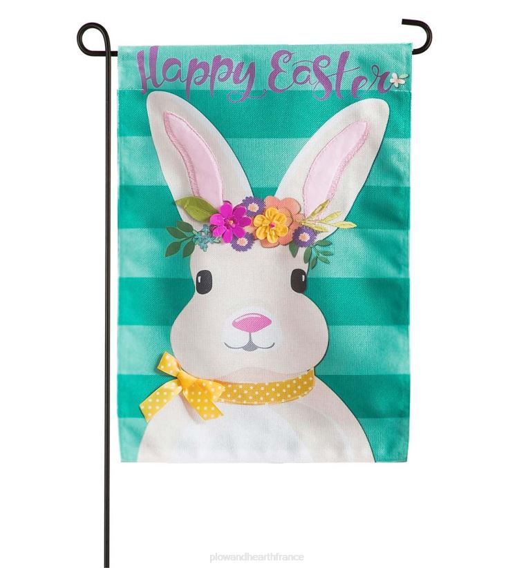 Plow & Hearth cour et jardin drapeau de jardin en toile de jute lapin de Pâques 0BNZ574