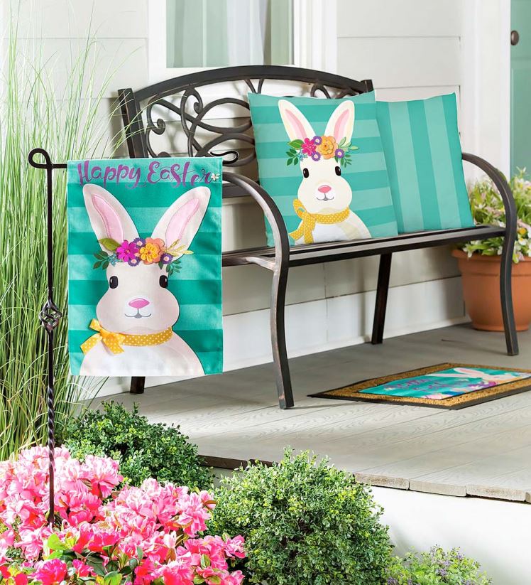 Plow & Hearth cour et jardin drapeau de jardin en toile de jute lapin de Pâques 0BNZ574