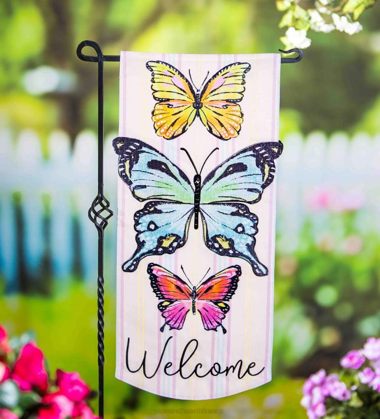Plow & Hearth cour et jardin drapeau fanion champs de papillons 0BNZ614