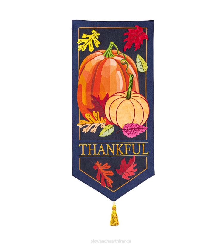 Plow & Hearth cour et jardin drapeau fanion de citrouilles reconnaissantes 0BNZ377